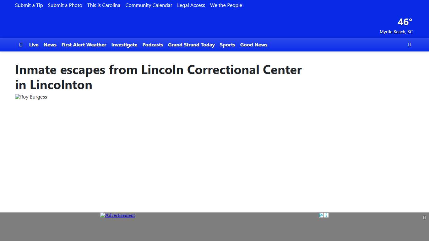Inmate escapes from Lincoln Correctional Center in Lincolnton
