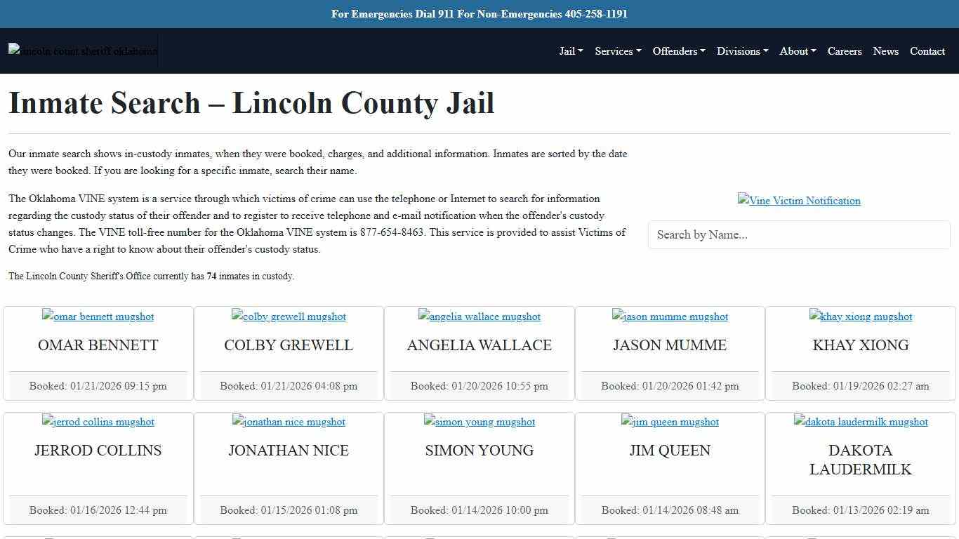 Inmate Search | Lincoln County Sheriff's Office